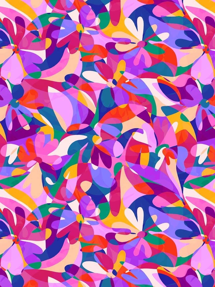 Abstract Flowers - Pink Multi