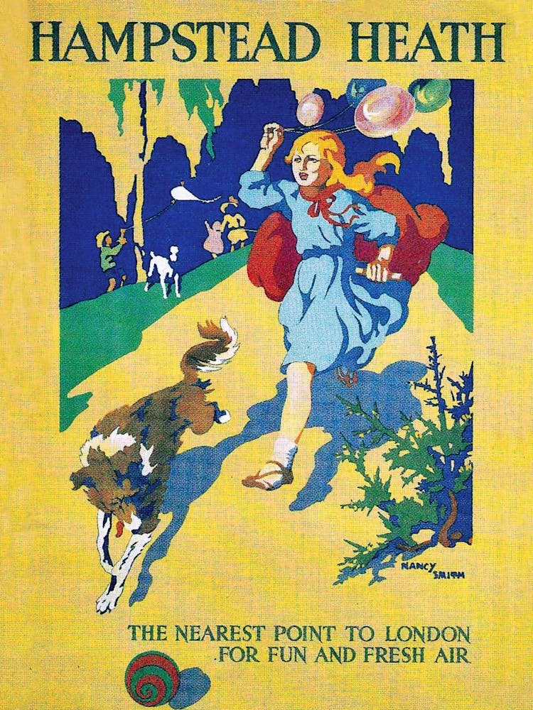 Hampstead Heath Girl Is Playing With Her Dog London