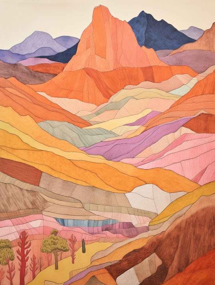 Cerro Merce Peru 4 Colourful Mountain Illustration