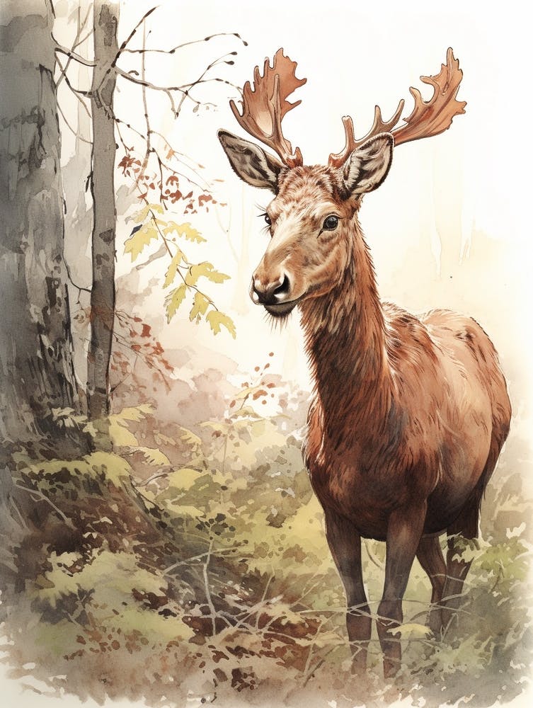 Märchenbuch Tier Aquarell Elch 1