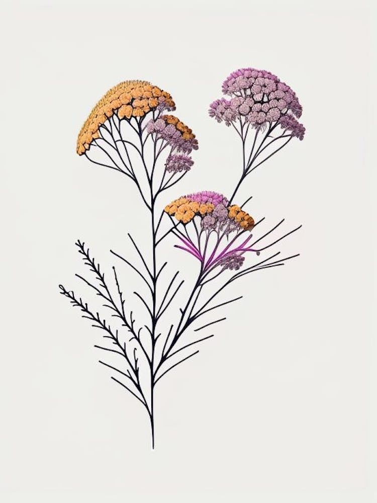 Yarrow Floral Minimal Line Drawing 4 Flower