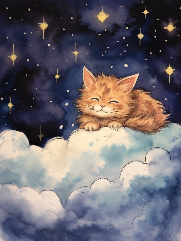 Bébé Lynx 1 Dormant Dans Les Nuages