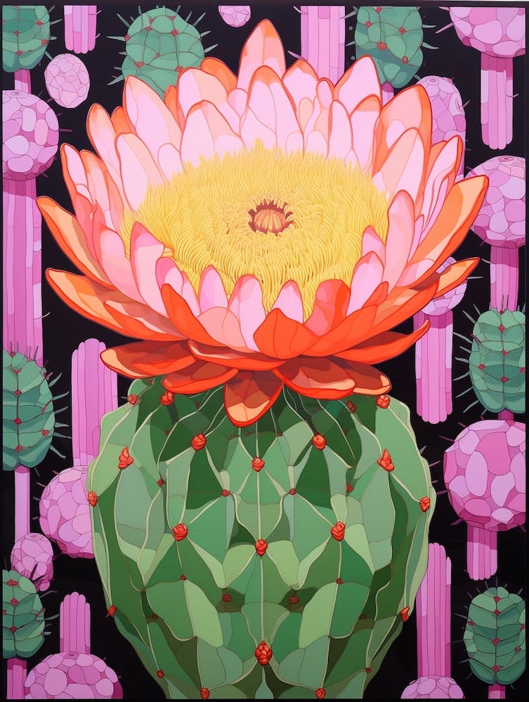 Illustration de Cactus de Style Mexicain Acanthocalycium Cactus 5