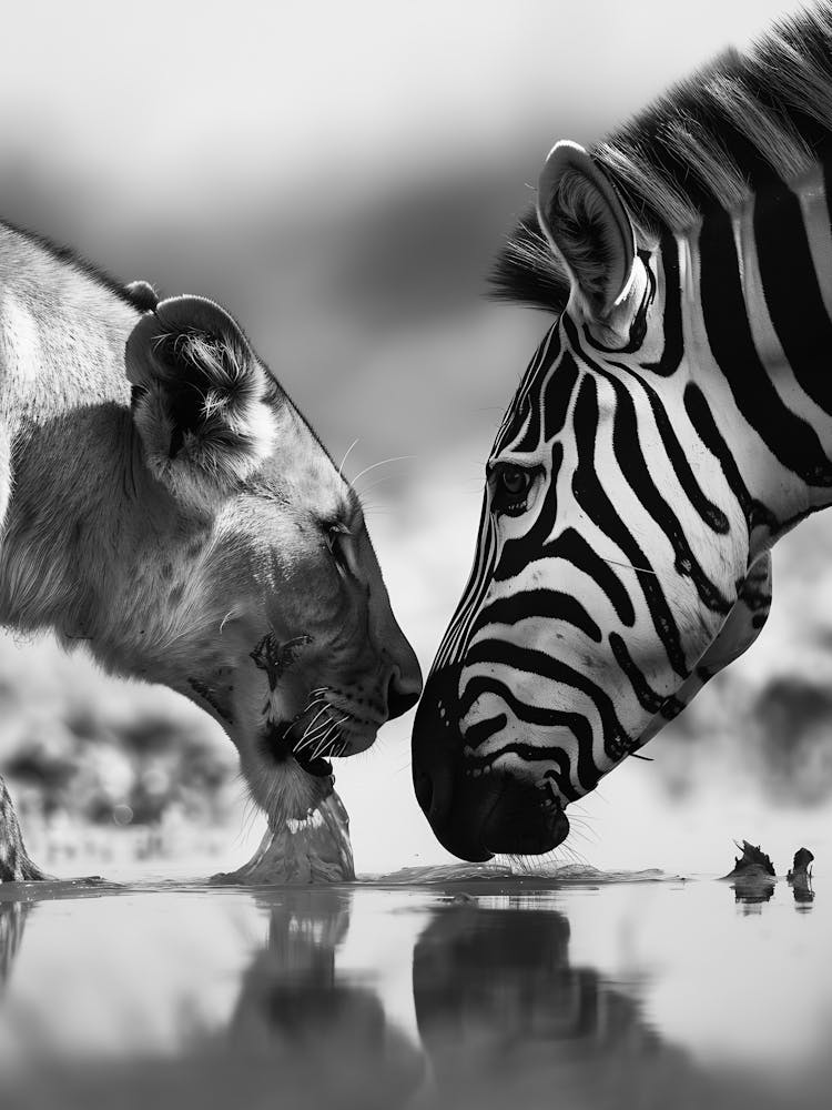 Zebra And Lion