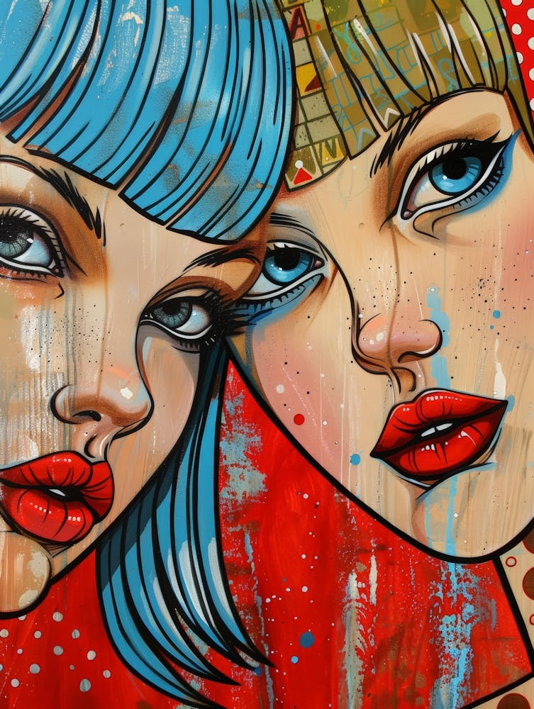 Two Women With Blue Hair