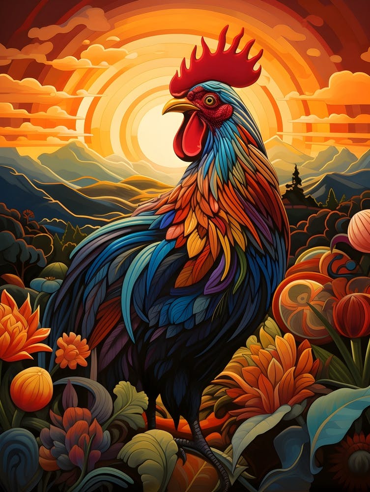 Rooster At Sunrise 1