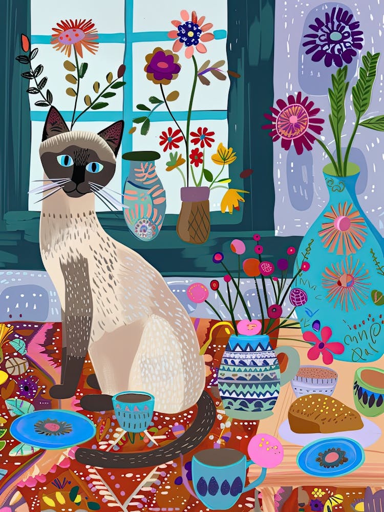 Tea Time With A Siamese Cat 2