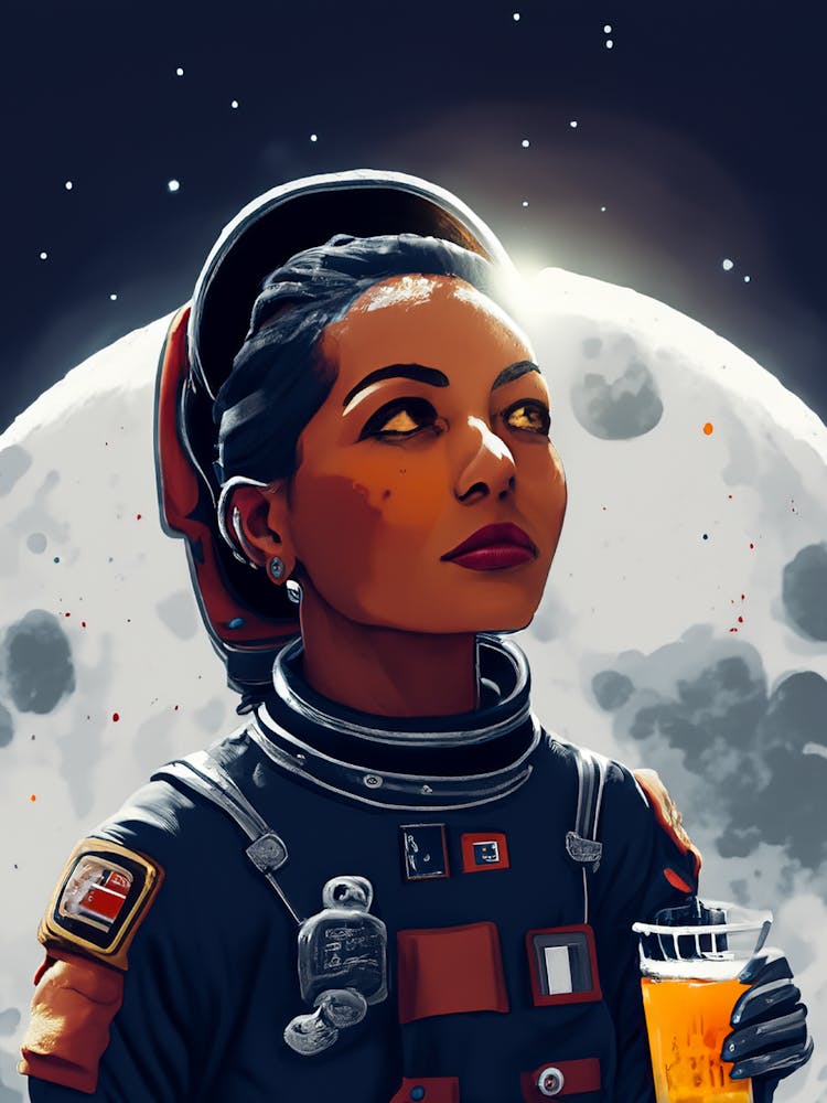 Cosmic Dreamer: Astronaut Portrait with a Drink