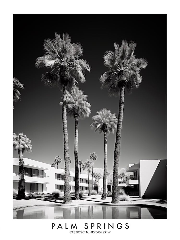 Poster Of Palm Springs, Black And White Analogue Photograph 3