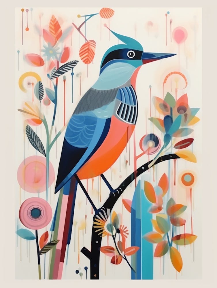 Farbenfroher Skandi Vogel Eisvogel 4