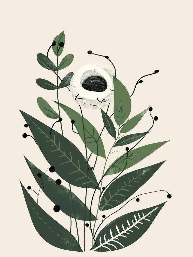 bird nest fern drawing Bird'S Nest Fern (Asplenium Nidus) Watercolor Art Print by Urban Greenhouse – Fy!
