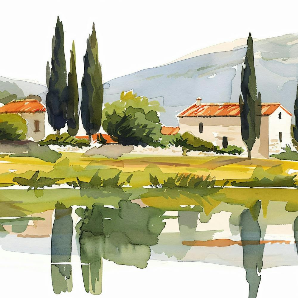 Aquarell von Zypressen