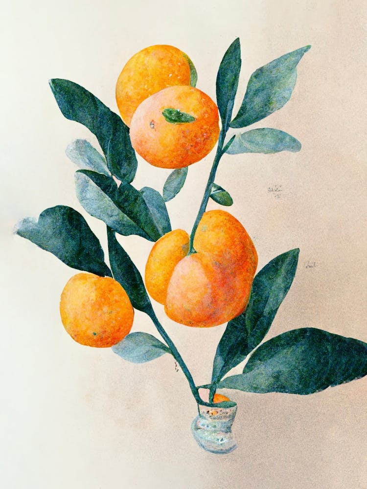 Orange Tree Branch In A Vase