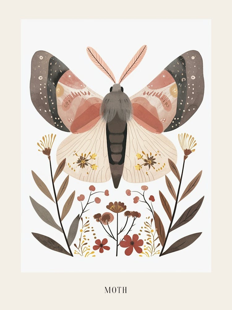 Colourful Insect Illustration Moth 47 Poster