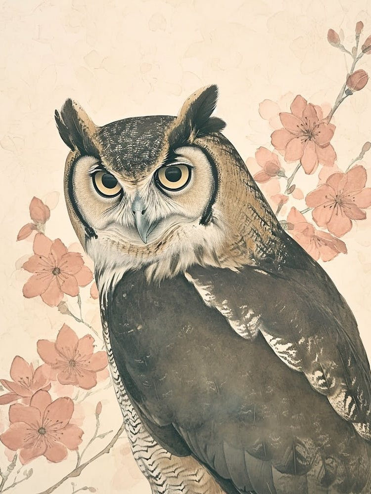 Philipine Eagle Owl Japanese Painting 1