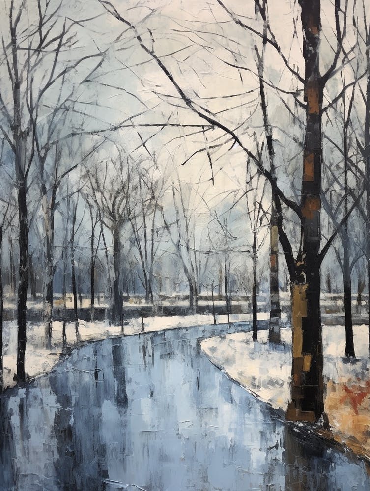 Winter City Park Painting Tiergarten Berlin 3