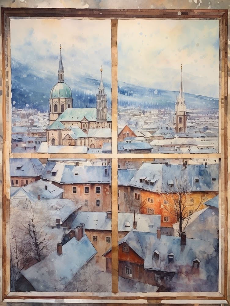 Winter Cityscape Salzburg Austria 1