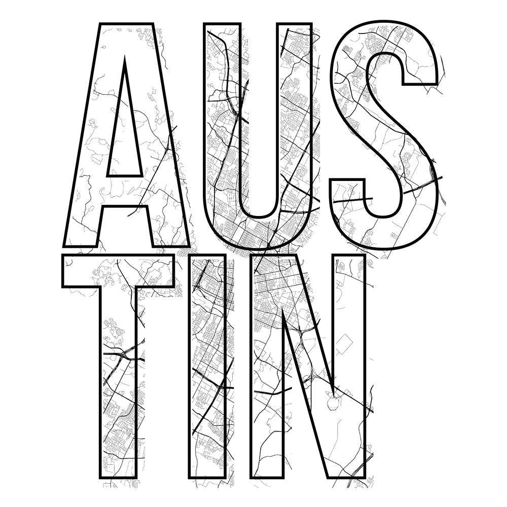 Austin Street Map Typography Square