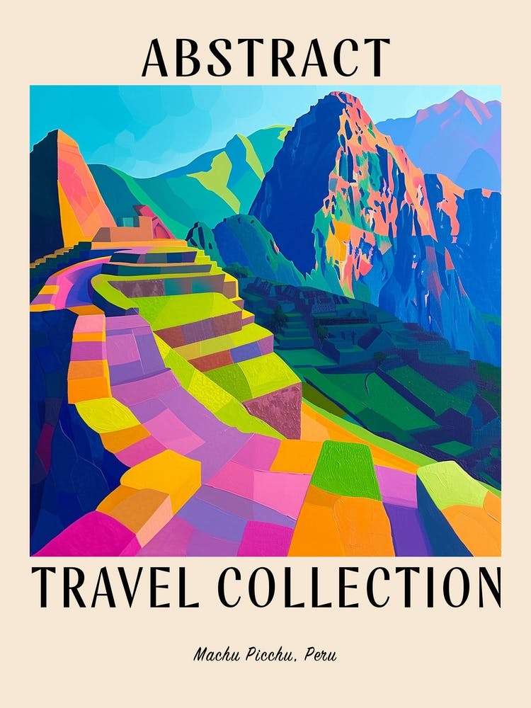 Abstract Travel Collection Poster Machu Picchu Peru 2