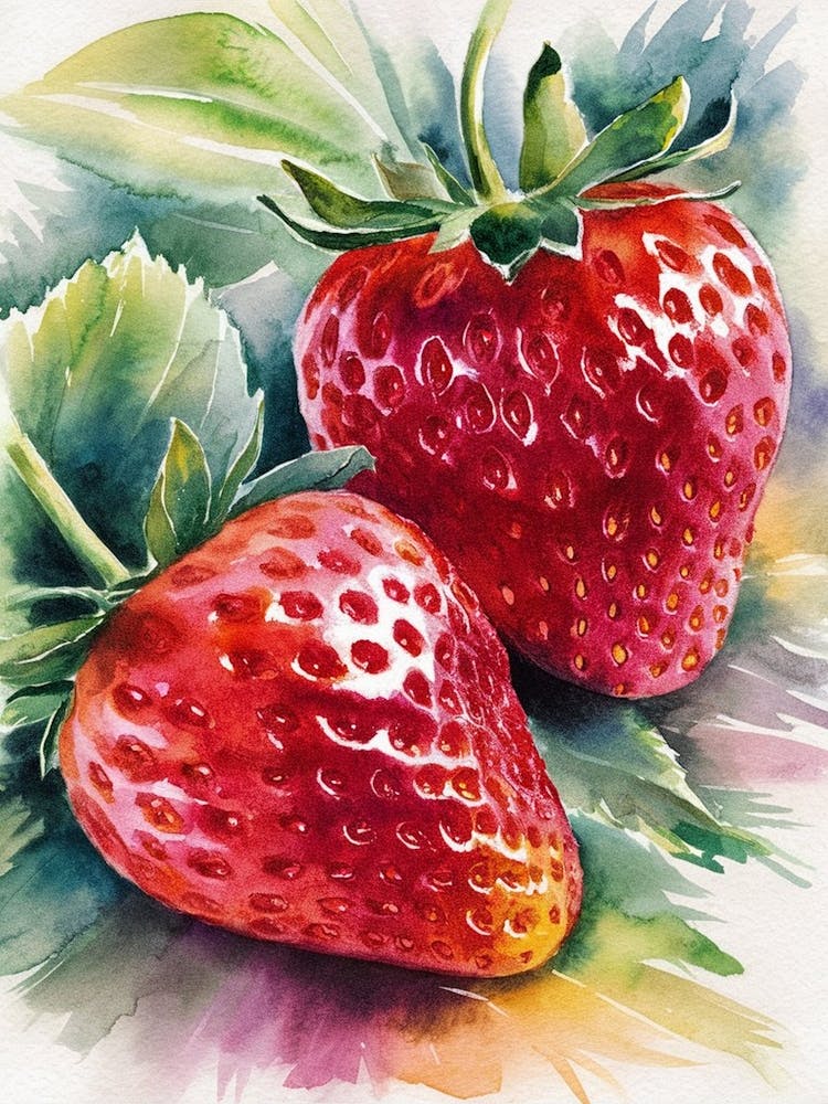 Strawberry Watercolor Painting 1