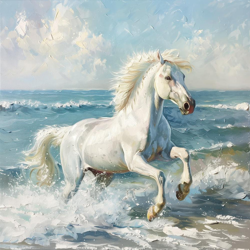 Painting A Horse Running On The Waves, digital art