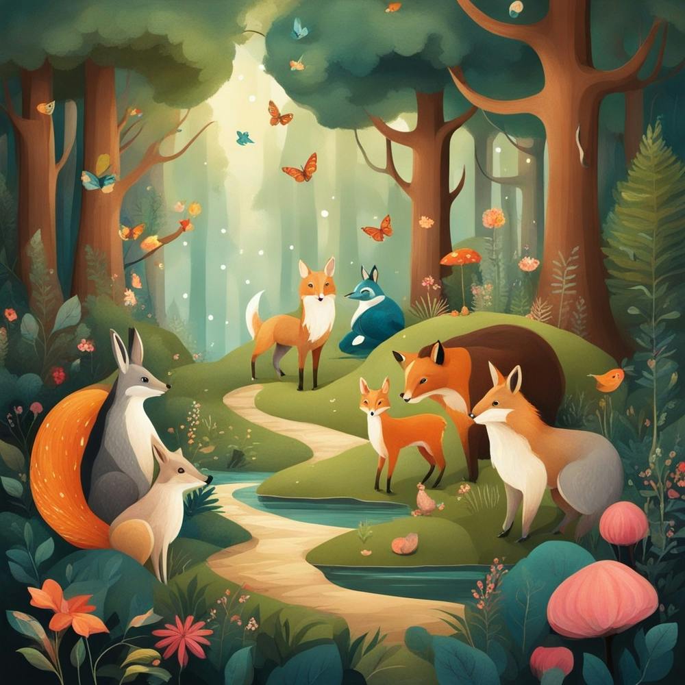 A Whimsical Digital Illustration Of A Fairytale Fo