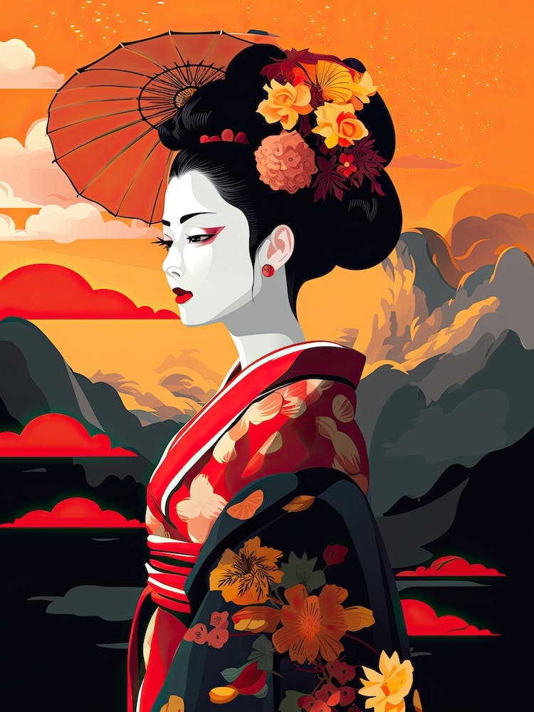 Geisha Flat Illustration  8