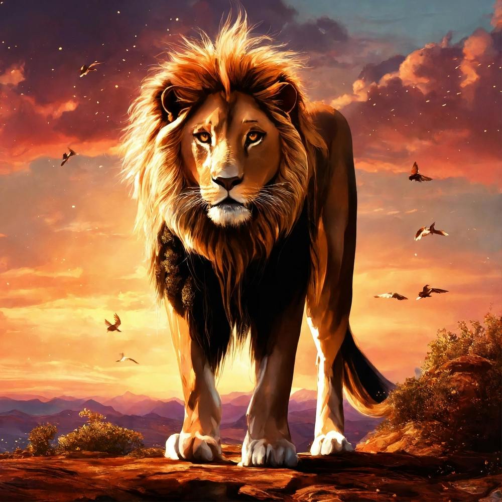 Lion At Sunset
