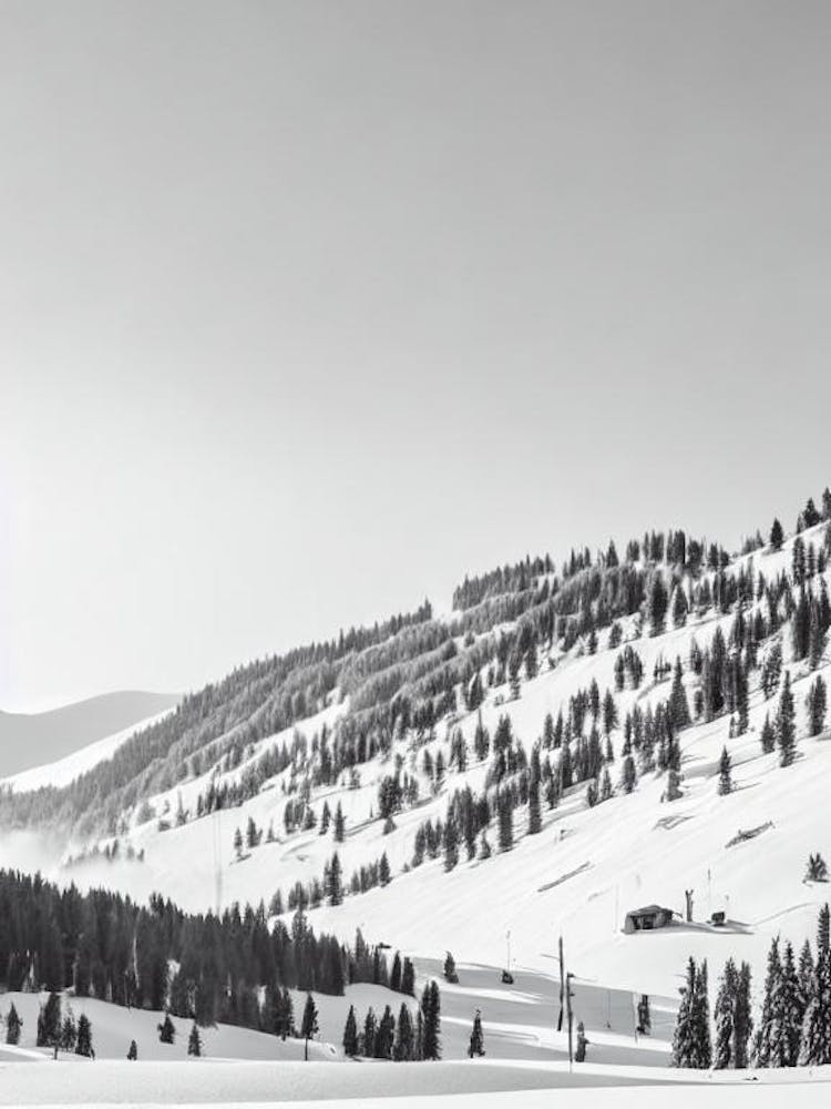 Gudauri, Georgia Black And White Skiing Poster