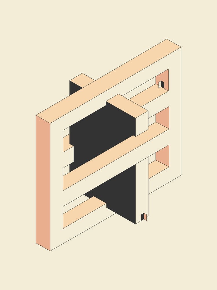 Impossible Object With Doors Abstract Minimal