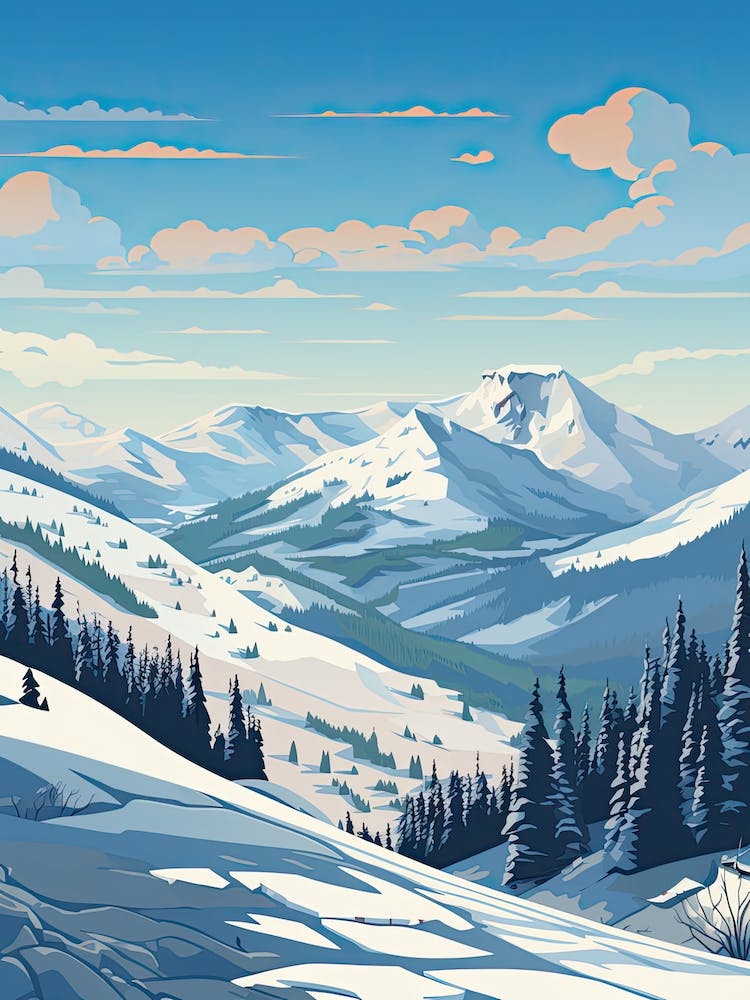 Snowbird Ski Resort   Utah, Usa, Ski Resort Illustration 3 Simple Style