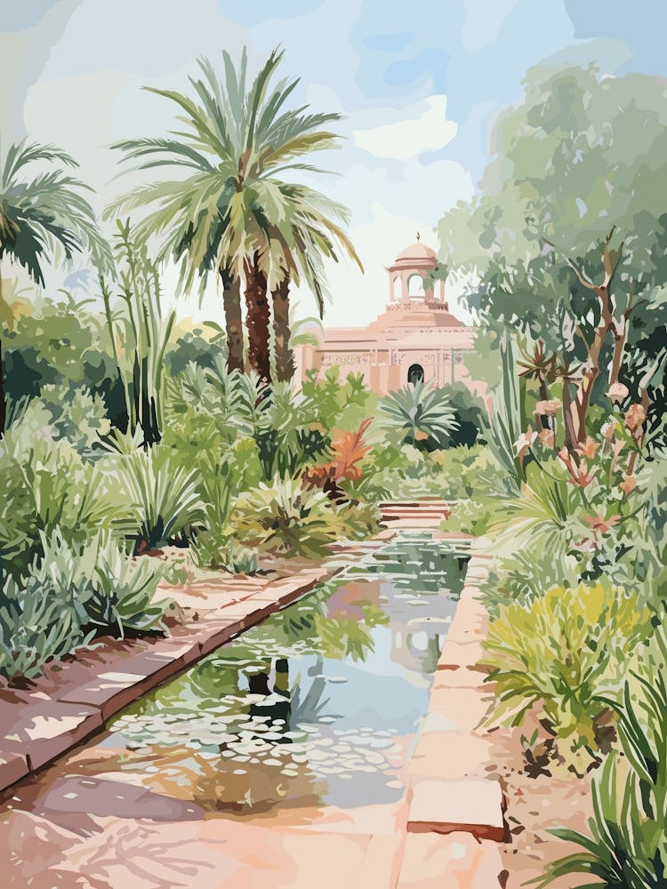 Marrakech Botanical Garden Morocco Watercolour 1