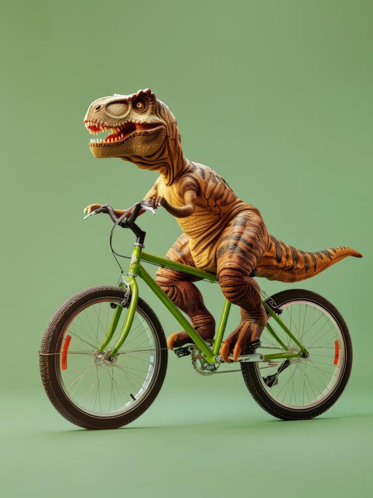 Dinosaur Riding A Bike 1