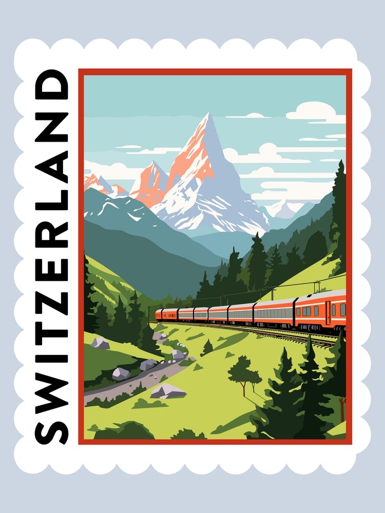 Switzerland Travel Stamp Poster