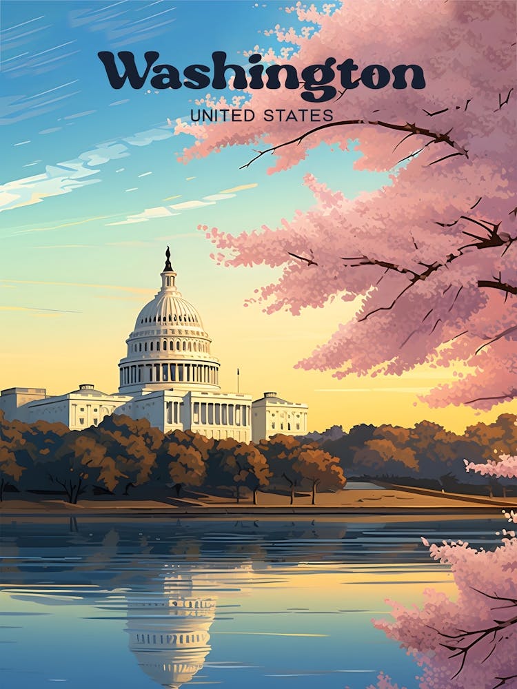 Washington United States Republican Travel Art Illustration