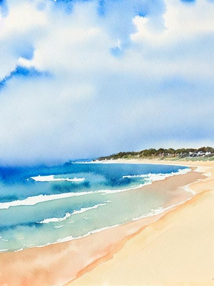 Grange Beach 3, Australia Watercolour