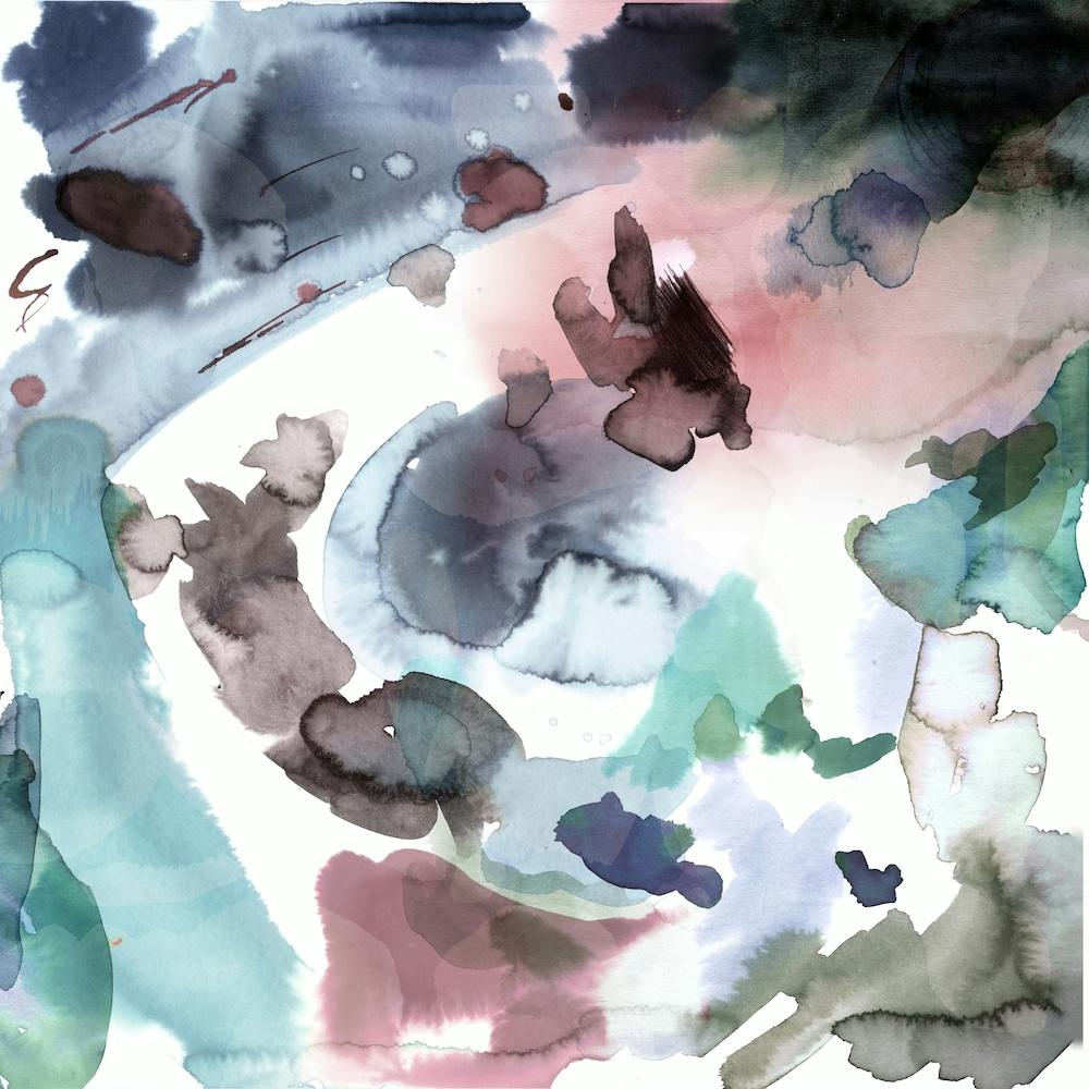 Expressive Abstract Painting Blue Pink 2 Square