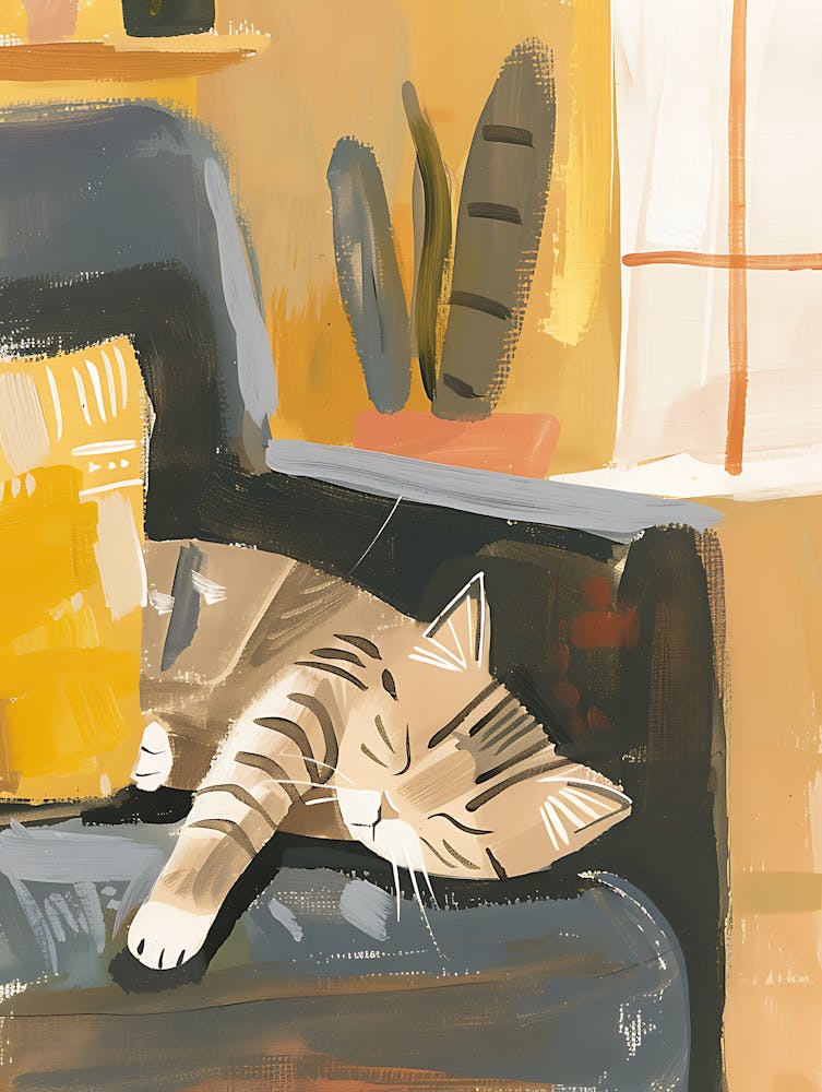 Cat Sleeping On Couch 1