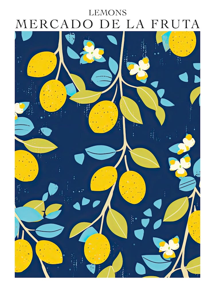 Mercado De La Fruta Lemons Illustration 2 Poster