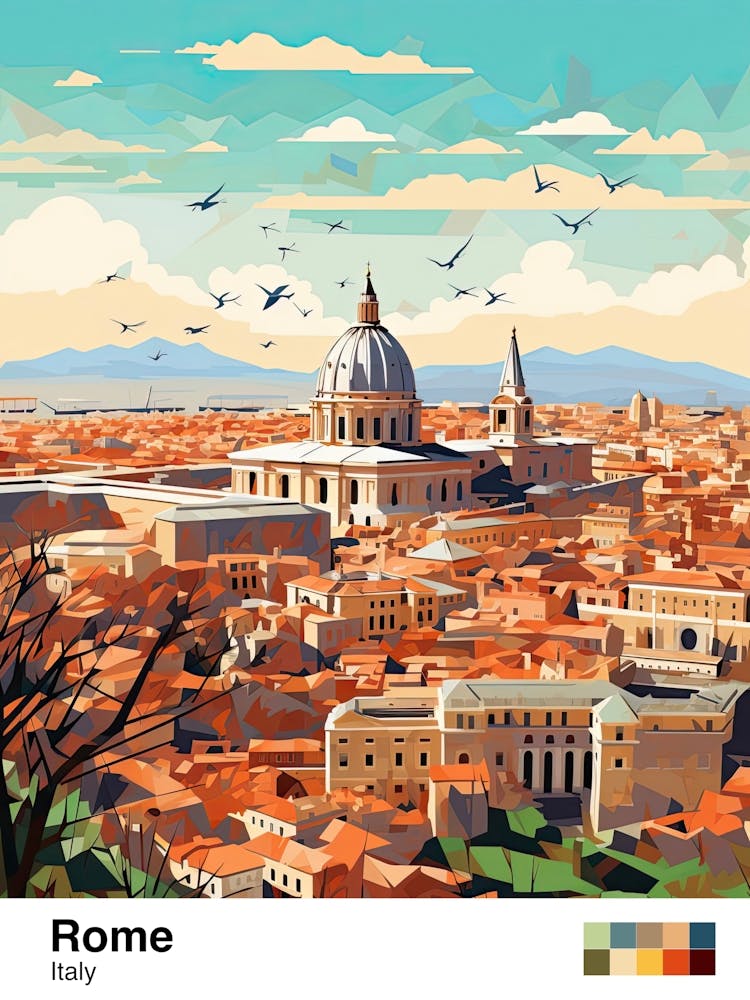 Rome, Italy, Geometric Illustration 4 Poster