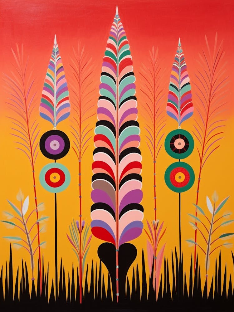 Flower Motif Painting Fountain Grass 3