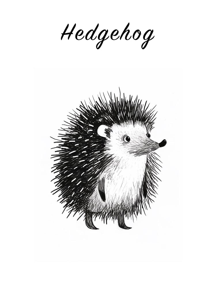 B&W Hedgehog 3 Poster