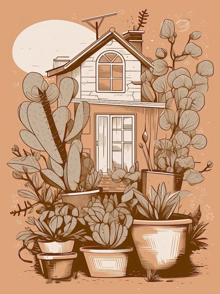 Cacti House Illustration 1