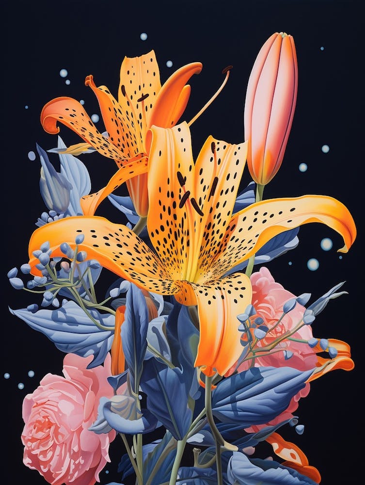 Surreal Florals Gloriosa Lily 1 Flower Painting