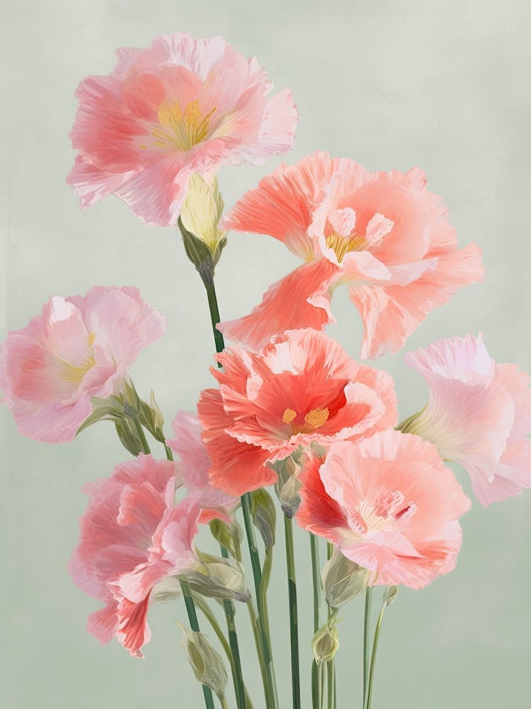 Gladioli Flowers Acrylic Painting In Pastel Colours 3