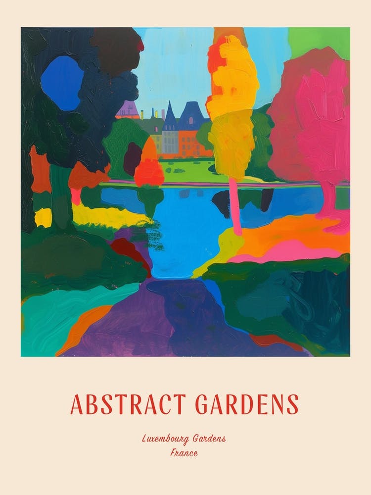 Colourful Gardens Luxembourg Gardens France 2 Red Poster