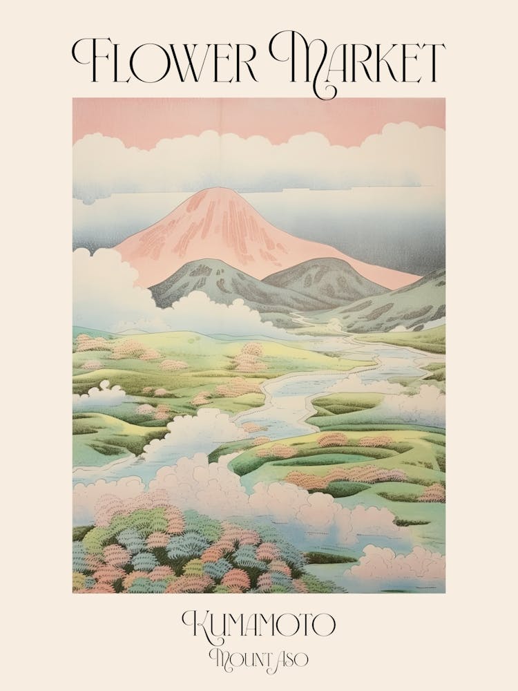 Flower Market Mount Aso In Kumamoto Japanese Landscape 1 Poster