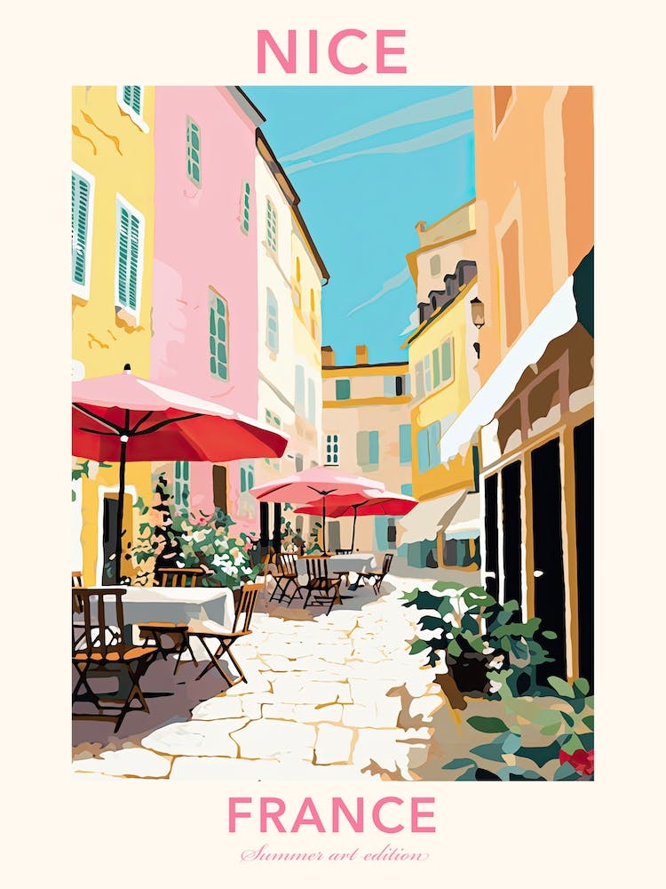 Nice, France, Flat Pastels Tones Illustration 3 Poster
