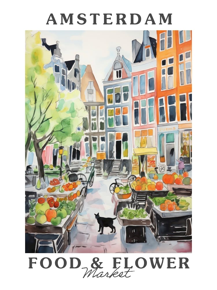 Food Market With Cats In Amsterdam 1 Poster