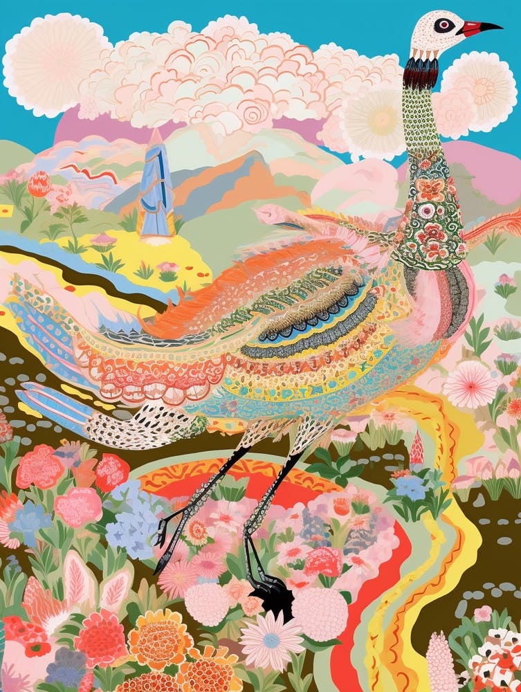 Maximalistische Vogelmalerei Emu 3